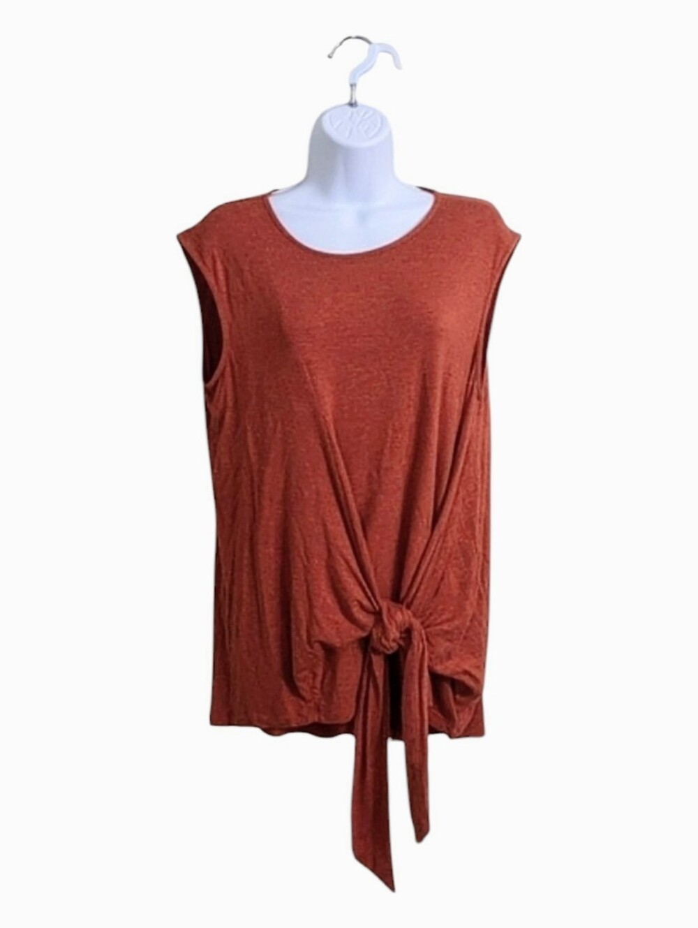 Vanessa Virginia x Anthropologie Dayla Tie-Front Tunic Tank Top S Burnt Orange